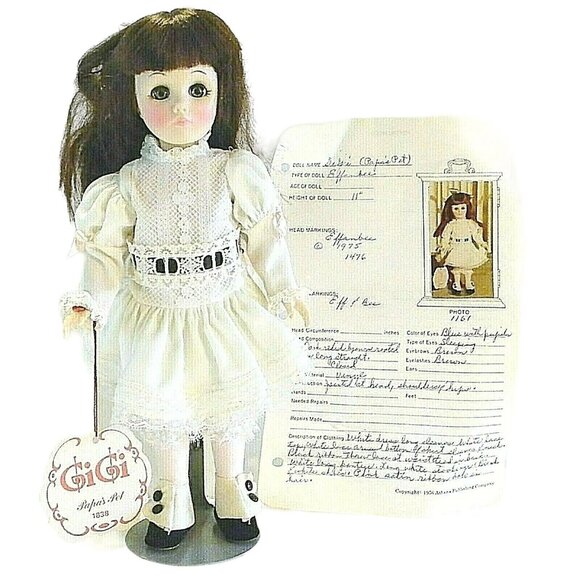 Effanbee 1975 Gi-Gi Papas Pet Doll 1838 Collector's Edition Lace Dress Wrist Tag - Picture 1 of 11